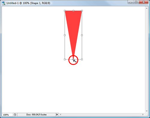 Moving the center point of the Free Transform box to the bottom of the shape