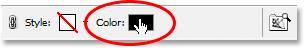 Clicking the color swatch in the Options Bar. Image &copy; 2008 Photoshop Essentials.com.