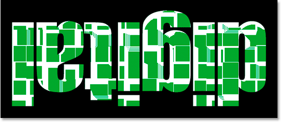 Adobe Photoshop Text Effects: The text after applying the Tiles filter four times.