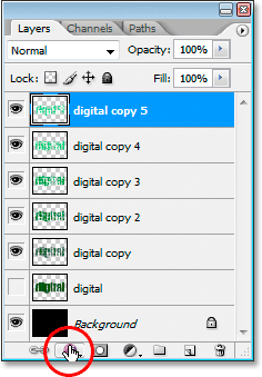 Adobe Photoshop Text Effects: Clicking the Layer Styles icon at the bottom of the Layers palette.