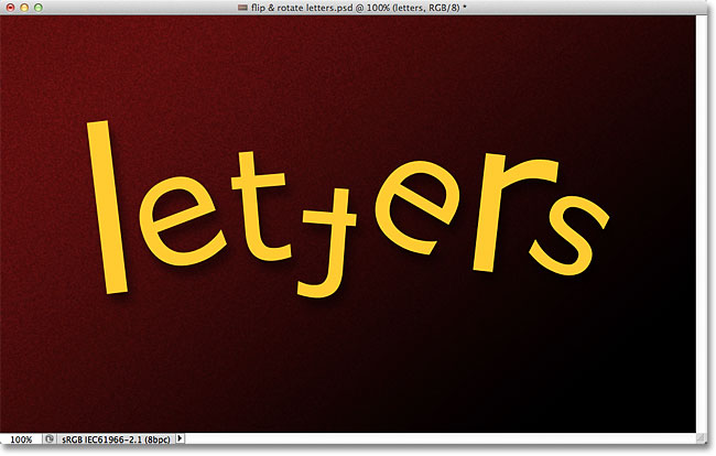 Rotate, flip and scale letters in a word with Photoshop. Image © 2011 Photoshop Essentials.com.