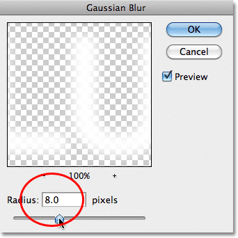 The Gaussian Blur dialog box in Photoshop. Image © 2011 Photoshop Essentials.com.