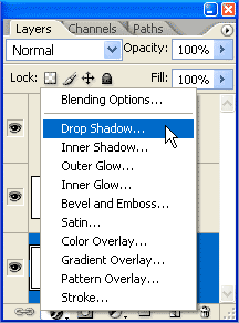 Adobe Photoshop Text Effects: Selecting the Drop Shadow Layer Style