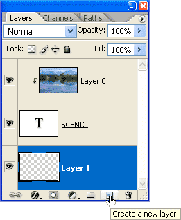 Adobe Photoshop Text Effects: Adding a new layer below the text layer in the Layers palette