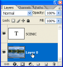 Adobe Photoshop Text Effects: Renaming the Background layer 'Layer 0'.