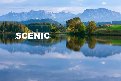 Adobe Photoshop Text Effects: Typing the word 'SCENIC' over top of the photo