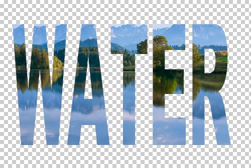 Adobe Photoshop Text Effects: Changing the text from 'SCENIC' to 'WATER'