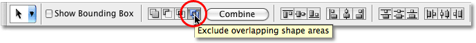 Selecting the 'Exclude overlapping shape areas' option in Photoshop. Image © 2009 Photoshop Essentials.com.