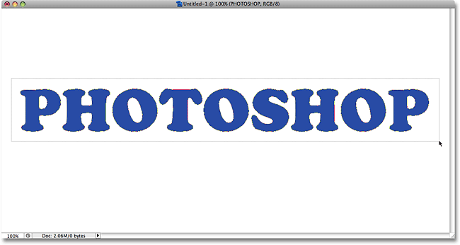 Dragging a selection around the word with the Path Selection Tool. Image © 2009 Photoshop Essentials.com.