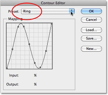 The Contour Editor. Image © 2010 Photoshop Essentials.com.