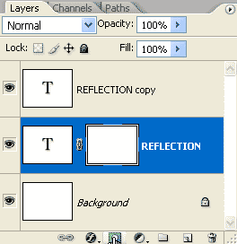 Adobe Photoshop Text Effects: Click the 'Add a layer mask' icon at the bottom of the Layers palette to add a layer mask to the flipped text layer.