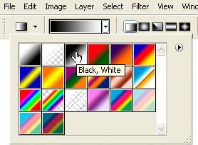 Adobe Photoshop Text Effects: Selecting the black-to-white gradient