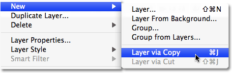 Duplicating the text layer in Photoshop. Image &copy; 2009 Photoshop Essentials.com