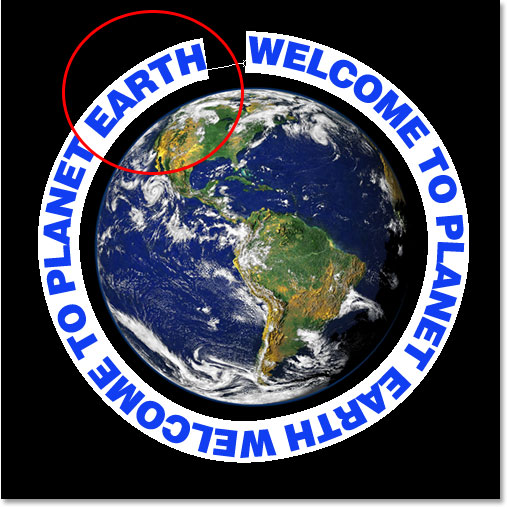 Adobe Photoshop Text Effects: Closing up the space between the letters to allow more text to fit along the path.