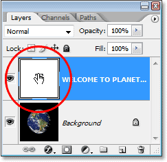Adobe Photoshop Text Effects: Double-clicking on the type layer's thumbnail in the Layers palette in Photoshop.