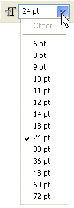 The Font Size selection box in Photoshop's Options Bar with the Type Tool selected.